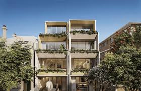 Planted green balcony facade detail